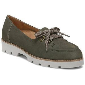 Vionic Teagan Nubuck Leather Slip-On Shoes with Laces Olive Size 9